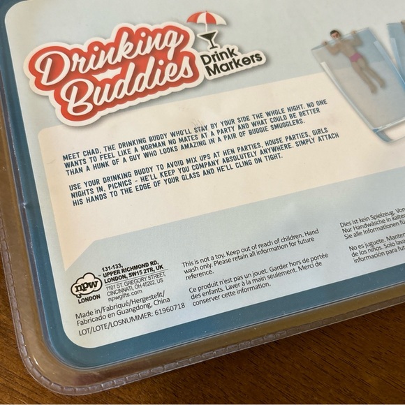 Set of 6 Original Drinking Buddies Drink Markers Hunky Men New in Pack - Picture 6 of 6